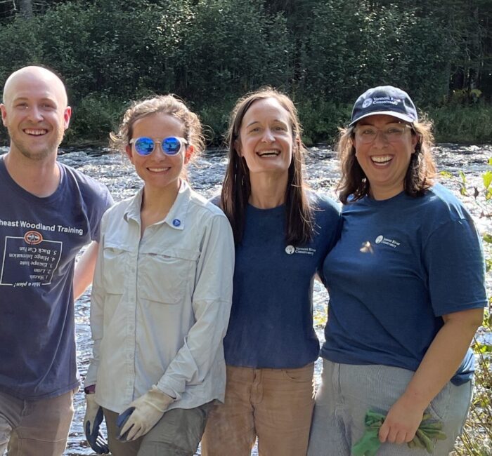 Four staff members doing site stewardship