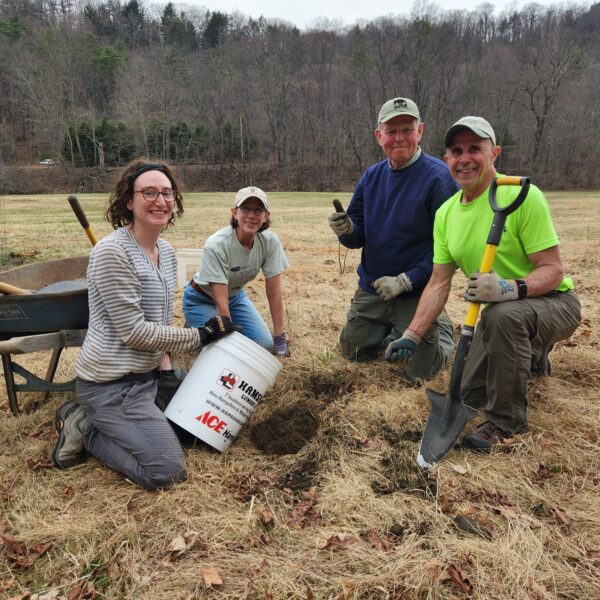 More than three dozen amazing volunteers came together to dig holes, plant trees, and deliver the mulch and water that will help the trees thrive at two Southern VT sites.