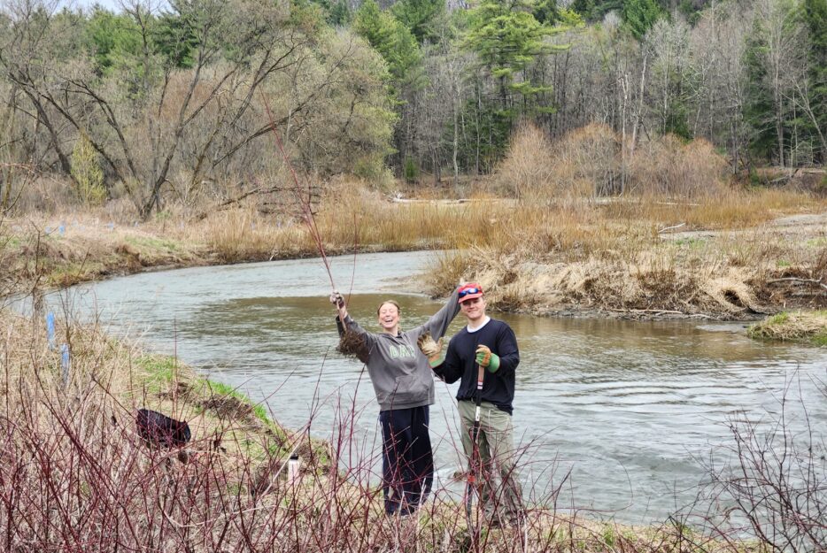UVM students from the Environmental Stewardship Intern Course helped to plant trees in North Ferrisburg.