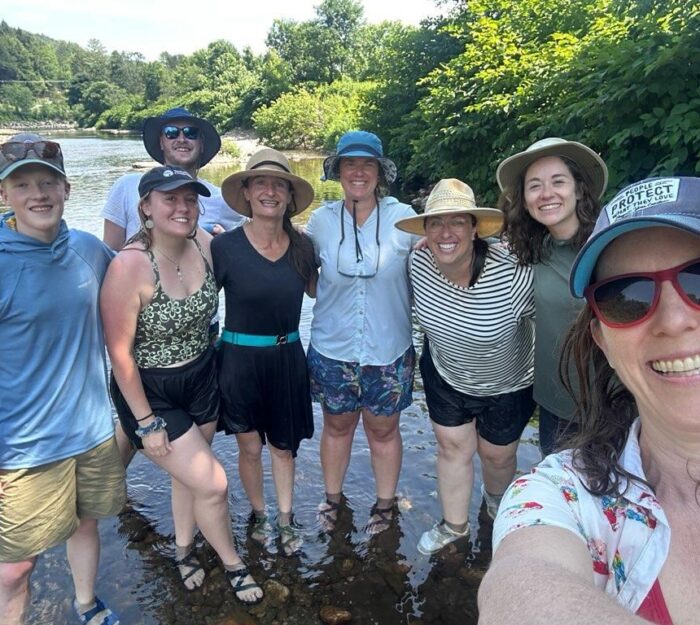 The team after tubing! Pictured L to R: Hughes, Isla, Remy, Amanda, Kassia, Alaya, Hayley, Erin 