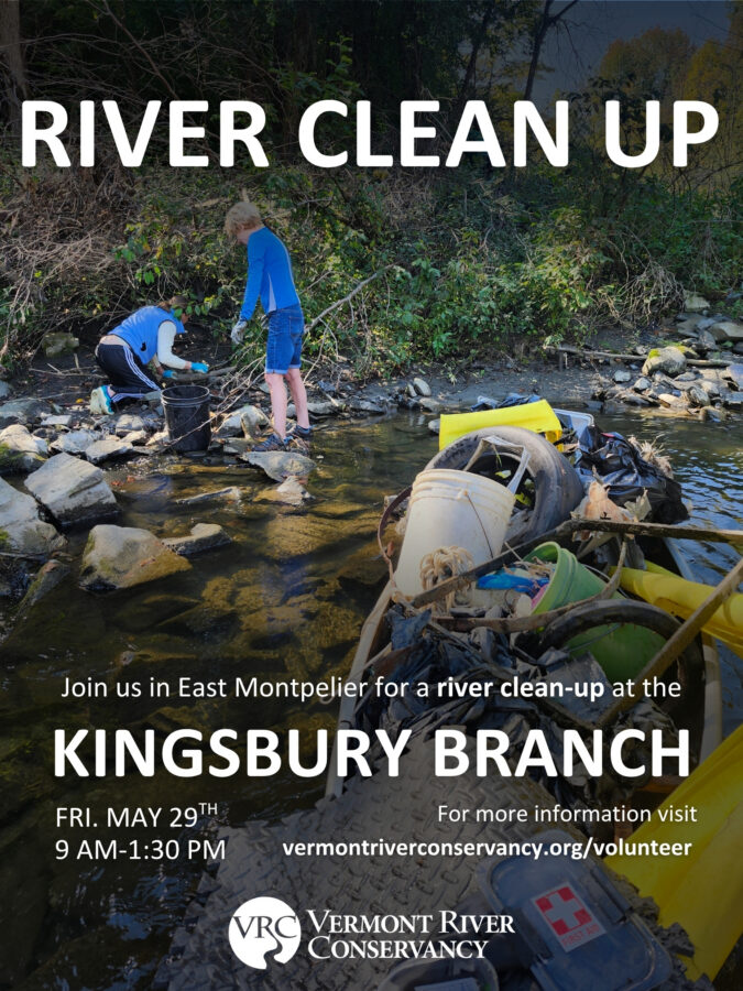 Kingsbury Branch River Clean Up May 29th 9am-1:30pm Flyer information