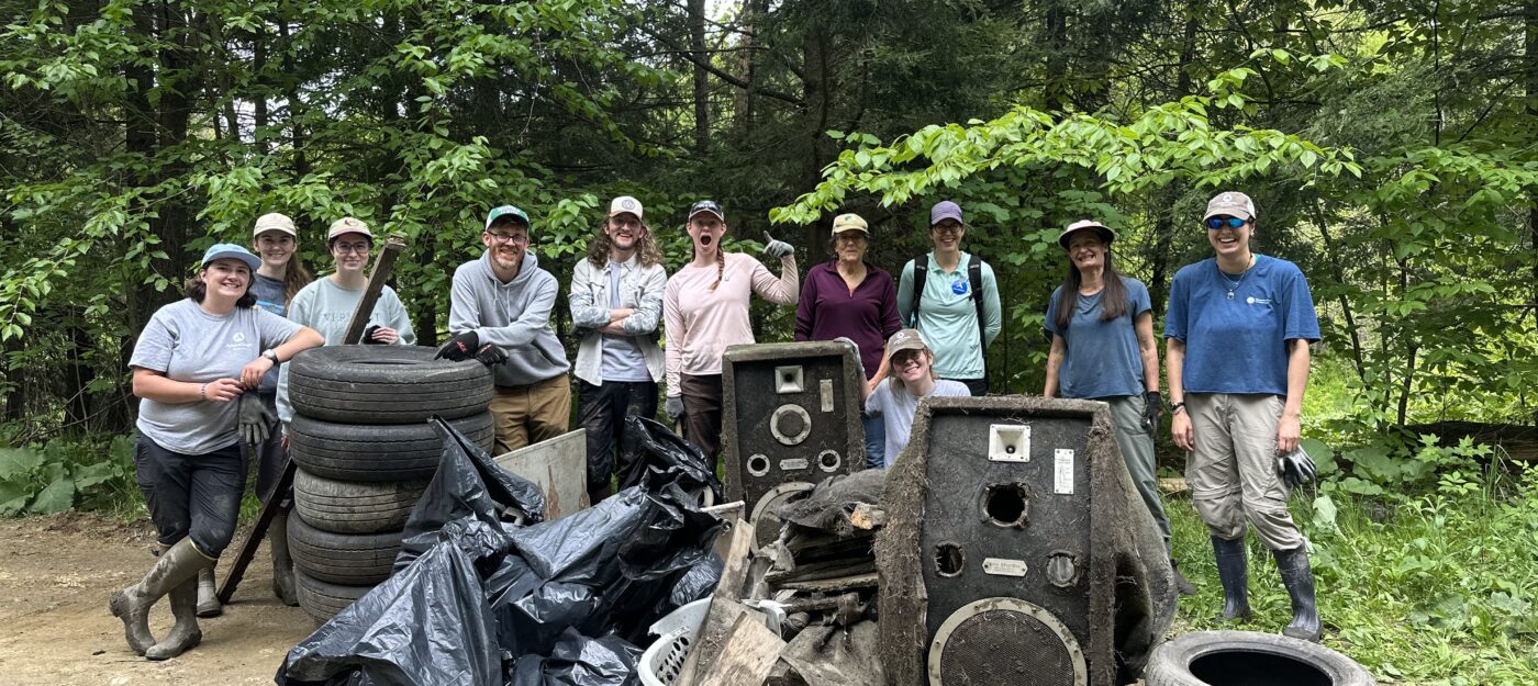 AmeriCorps and Volunteers next to trash collected at Kingsbury Branch River Clean Up 5/29/2026