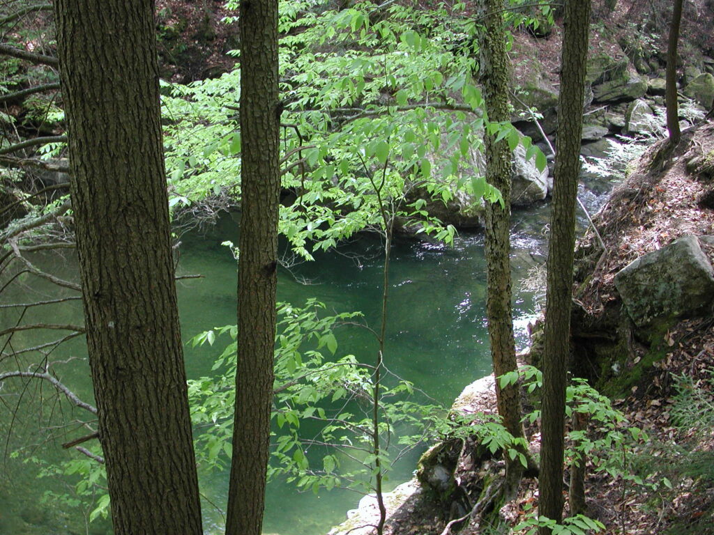 Twenty-Foot swimming Hole overlook pool from above in Vermont